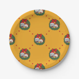 Rick and Morty Holiday Wreath Pattern Paper Plate