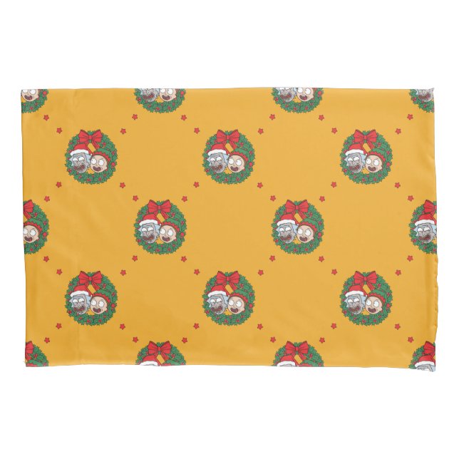 Rick and Morty | Holiday Wreath Pattern Pillowcase (Front)