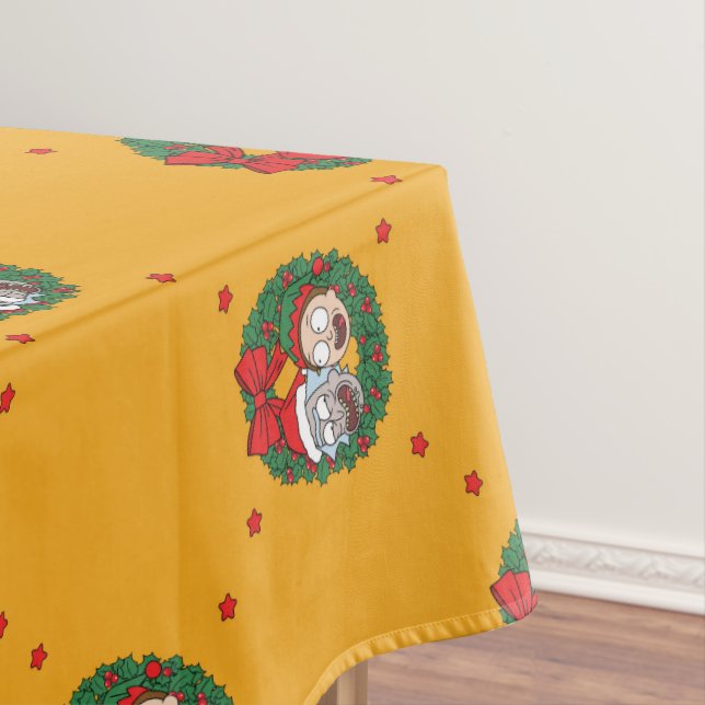 Rick and Morty | Holiday Wreath Pattern Tablecloth (In Situ)