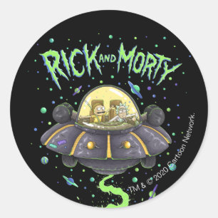 RICK AND MORTY™   Illustrated Space Flight Graphic Classic Round Sticker