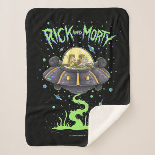RICK AND MORTY™   Illustrated Space Flight Graphic Sherpa Blanket