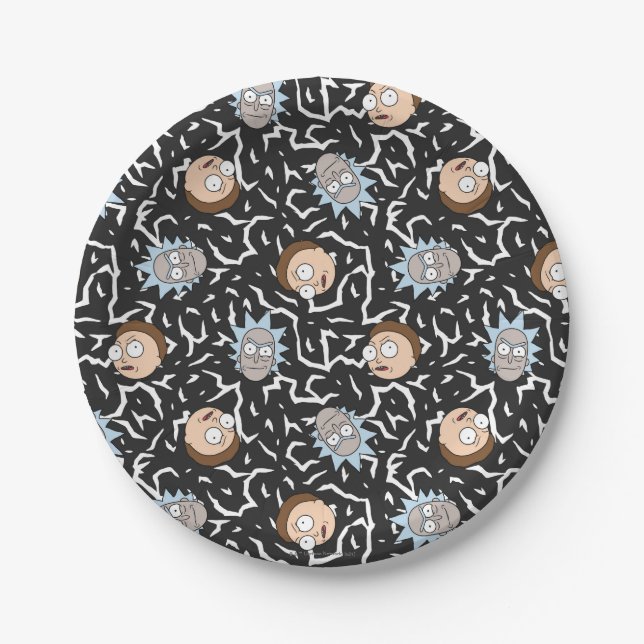 Rick and Morty Lightning Pattern Paper Plate (Front)