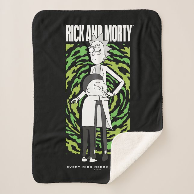 RICK AND MORTY™ | Morty Hugging Rick Sherpa Blanket (Front)