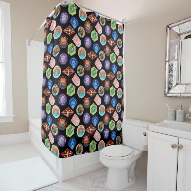 RICK AND MORTY™ | Outer Space Patches Pattern Shower Curtain (In Situ)