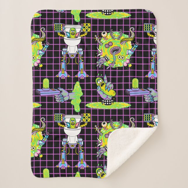 RICK AND MORTY™ | Pickle Rick Portal Pattern Sherpa Blanket (Front)