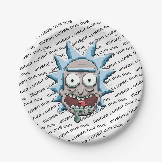 RICK AND MORTY™ | Pixelverse Rick Drooling Head Paper Plate (Front)