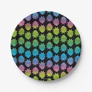 RICK AND MORTY™   Rainbow Rick Head pattern Paper Plate