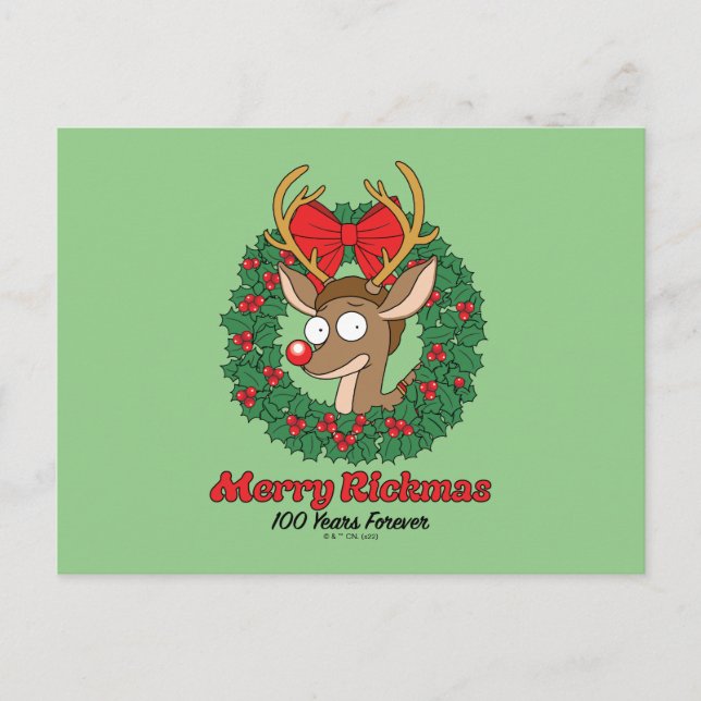 Rick and Morty | Reindeer Morty Merry Rickmas Holiday Postcard (Front)