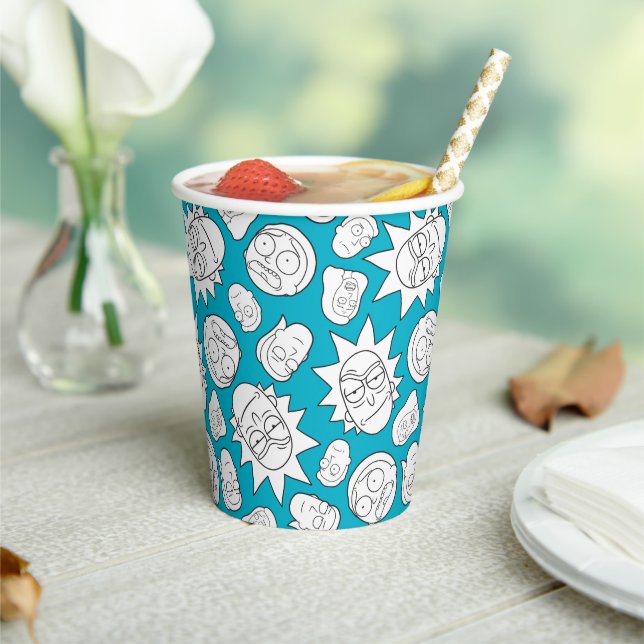 RICK AND MORTY™ | Smith Family Head Pattern Paper Cups (Insitu)