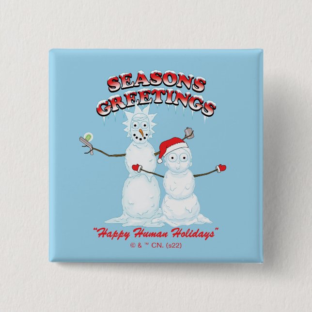 Rick and Morty | Snowmen Season's Greetings 15 Cm Square Badge (Front)