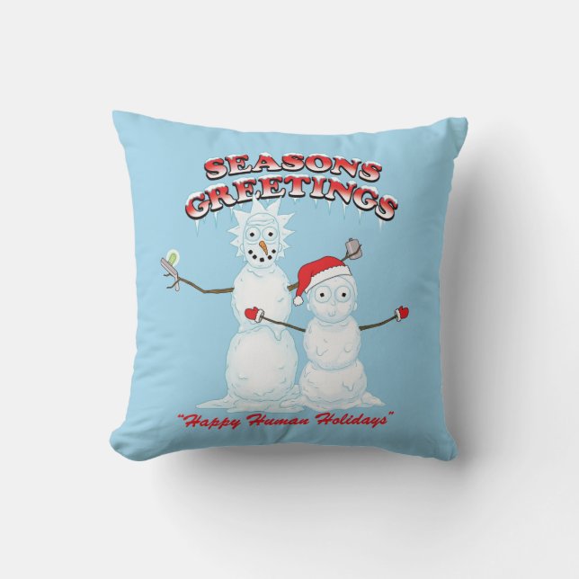 Rick and Morty | Snowmen Season's Greetings Cushion (Front)