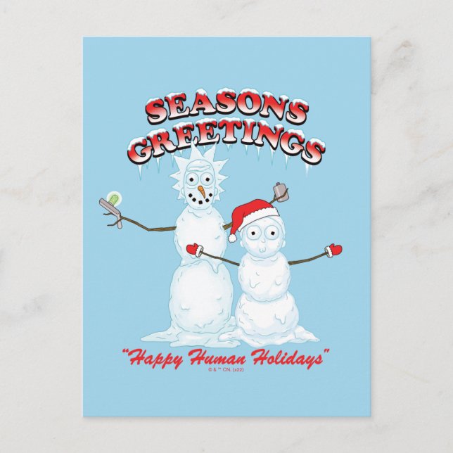 Rick and Morty | Snowmen Season's Greetings Holiday Postcard (Front)