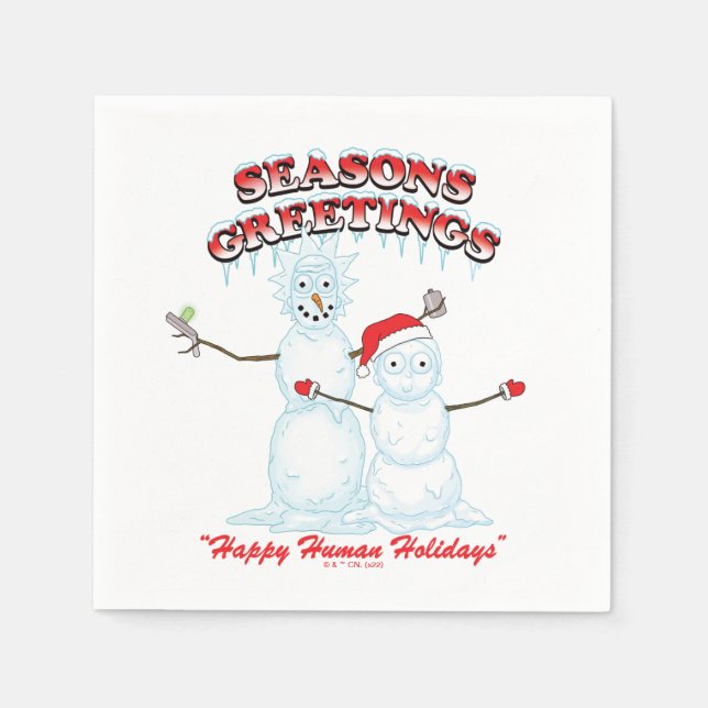 Rick and Morty | Snowmen Season's Greetings Napkin (Front)