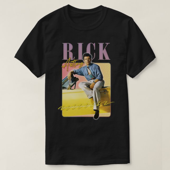 Rick Astley 80s Vibin Aesthetic Design T-Shirt (Design Front)