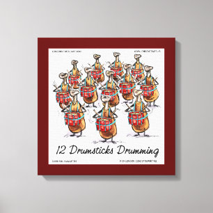 Rick London "12 Drumsticks Drumming" Christmas Canvas Print