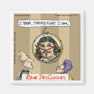 Rick London Cartoons Descartes Clock Comic  Magnet