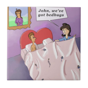 Rick London Funny Bedbugs Cartoon Tile
