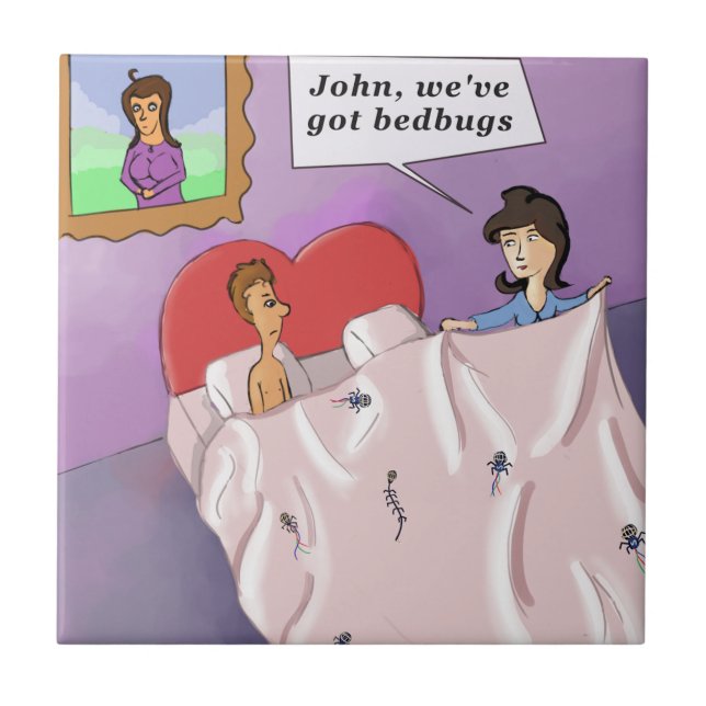 Rick London Funny Bedbugs Cartoon Tile (Front)