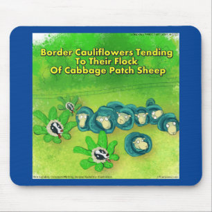 Rick London Funny Border Collie Flower Comic  Mouse Pad