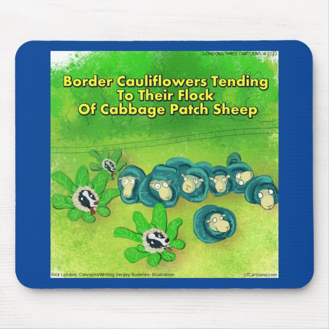 Rick London Funny Border Collie Flower Comic  Mouse Pad (Front)