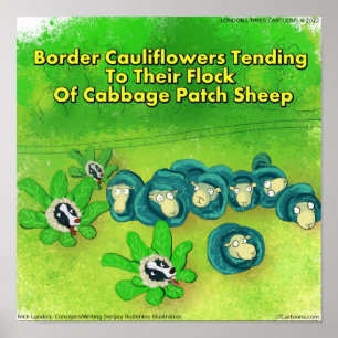 Rick London Funny Border Collie Flower Comic  Poster