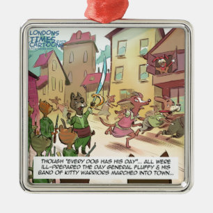 Rick London Funny Cats Vs Dogs Cartoon Metal Tree Decoration