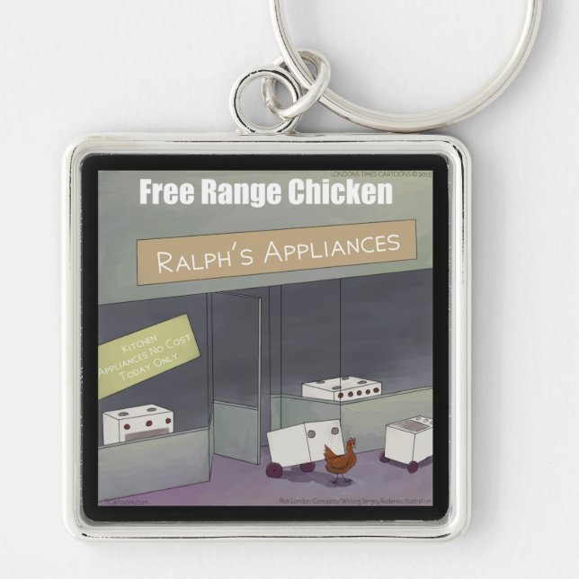 Rick London Funny Free-Range Chicken Key Ring (Front)