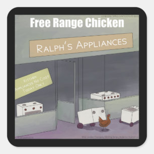 Rick London Funny Free-Range Chicken Square Sticker