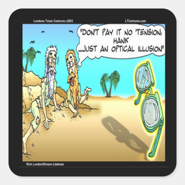 Rick London Funny Optical Optometrist Illusion Square Sticker (Front)