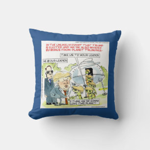 Rick London Funny Planet Trump Cotton Throw Pillow