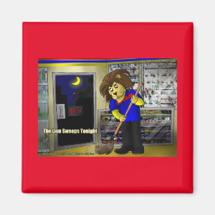 Rick London "Lion Sweeps Tonight" Funny Comic  Magnet