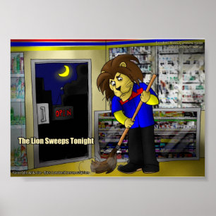 Rick London "Lion Sweeps Tonight" Funny Comic Poster