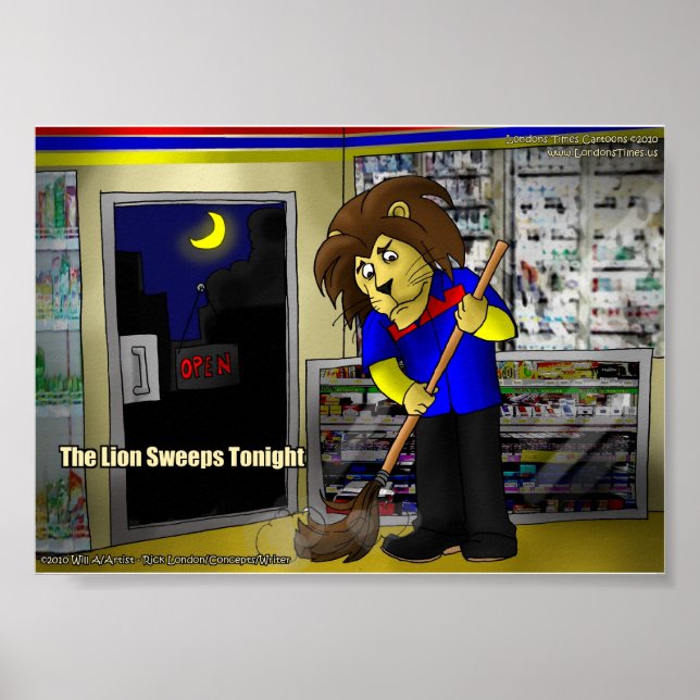 Rick London "Lion Sweeps Tonight" Funny Comic Poster (Front)