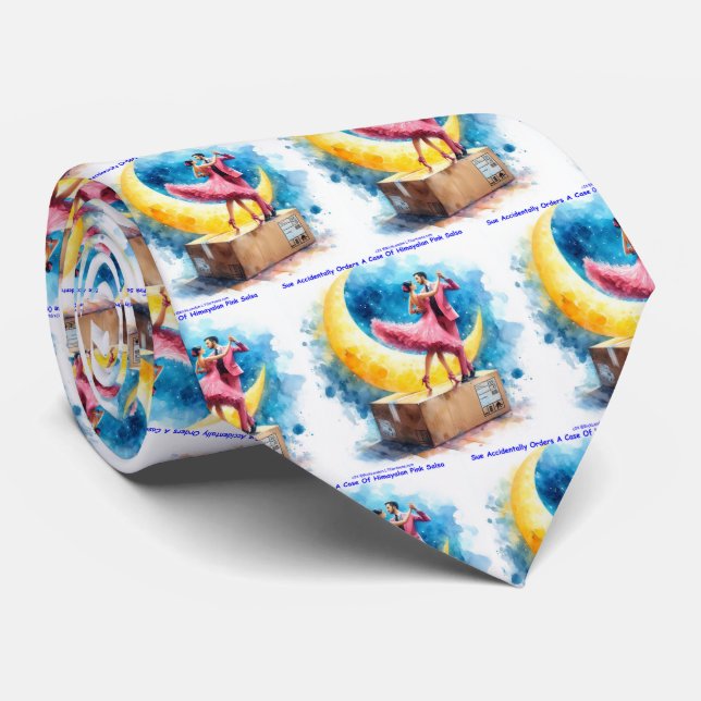 Rick London Pink Himalayan Salsa Funny  Tie (Rolled)