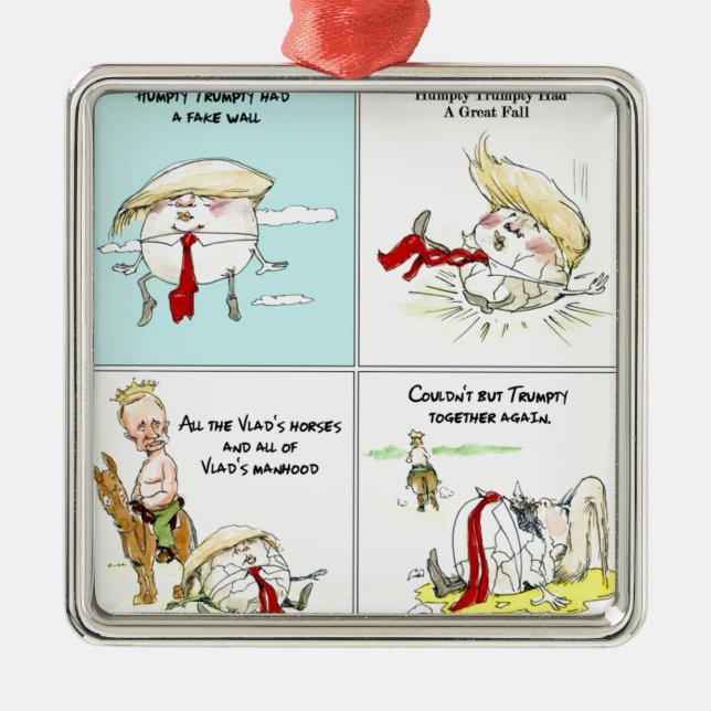 Rick London "Trumpty Dumpty" Funny Trump Gift Metal Ornament (Front)