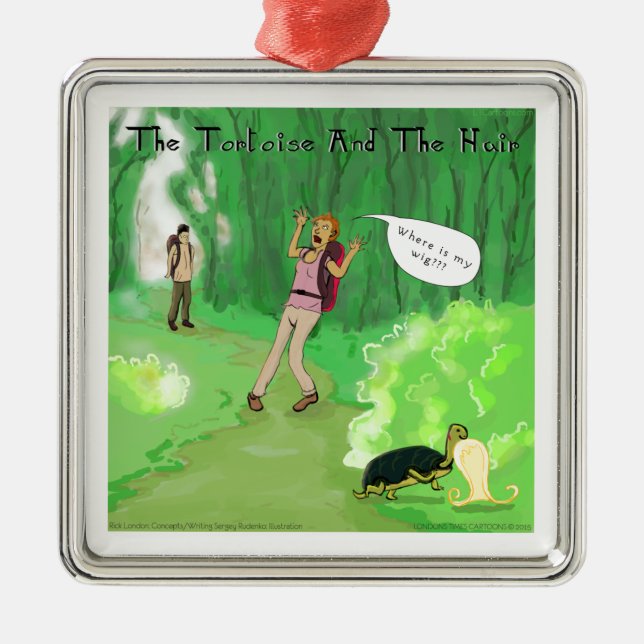Rick London Turtle And The Wig Hair Funny Metal Ornament (Front)