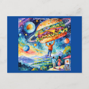 Rick London Vegan Sees Meateator In Space Funny Postcard