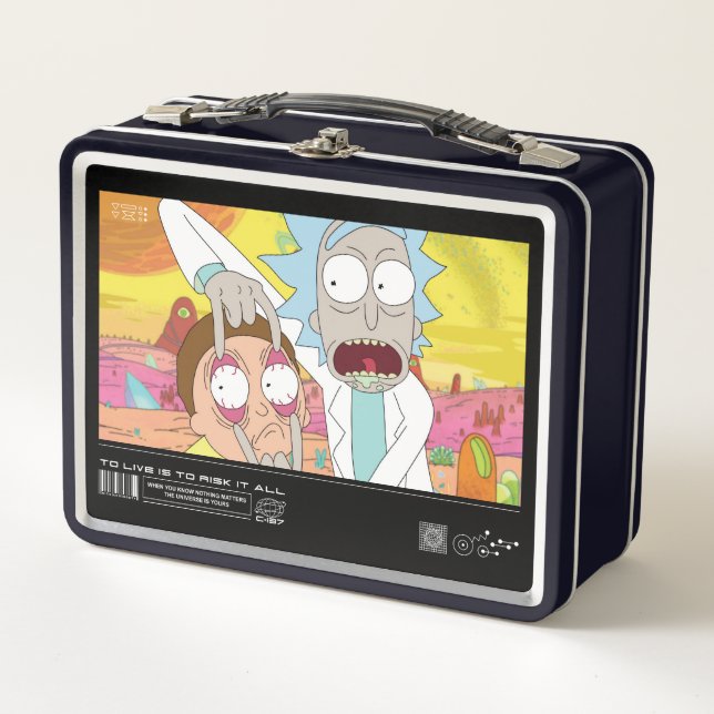 Rick Opening Morty's Eyes Quote Graphic Metal Lunch Box (Front)