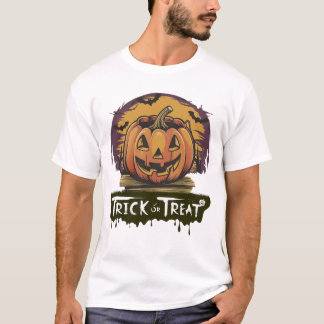 rick or Treat Retro Pumpkin Bucket Halloween T-Shirt