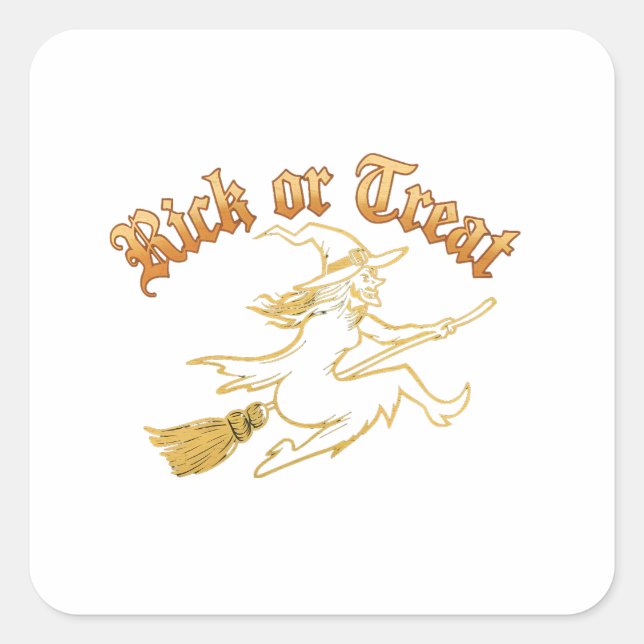 Rick or Treat Sticker: Playful Halloween New Model Square Sticker (Front)