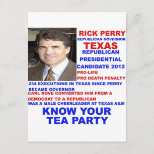 Rick Perry, Tea Party Governor of Texas Postcard