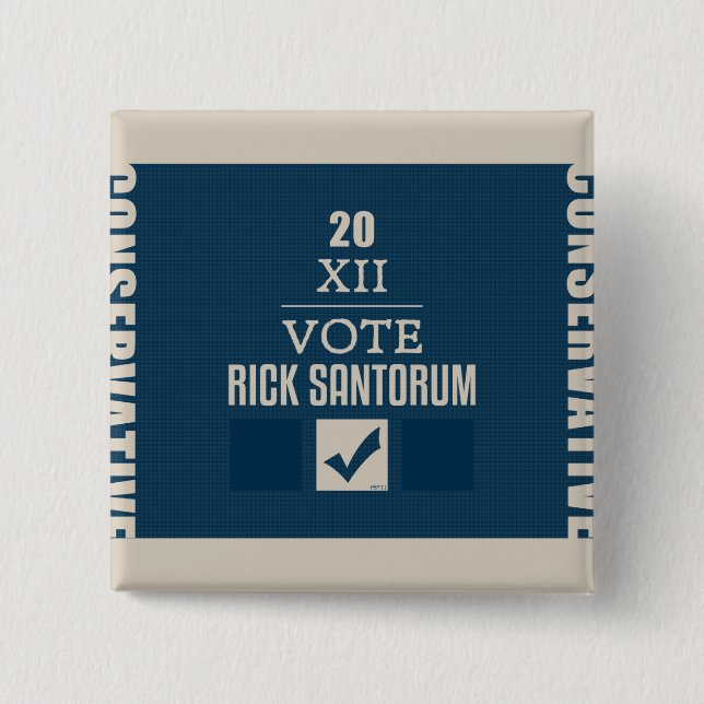 Rick Santorum 2012 15 Cm Square Badge (Front)