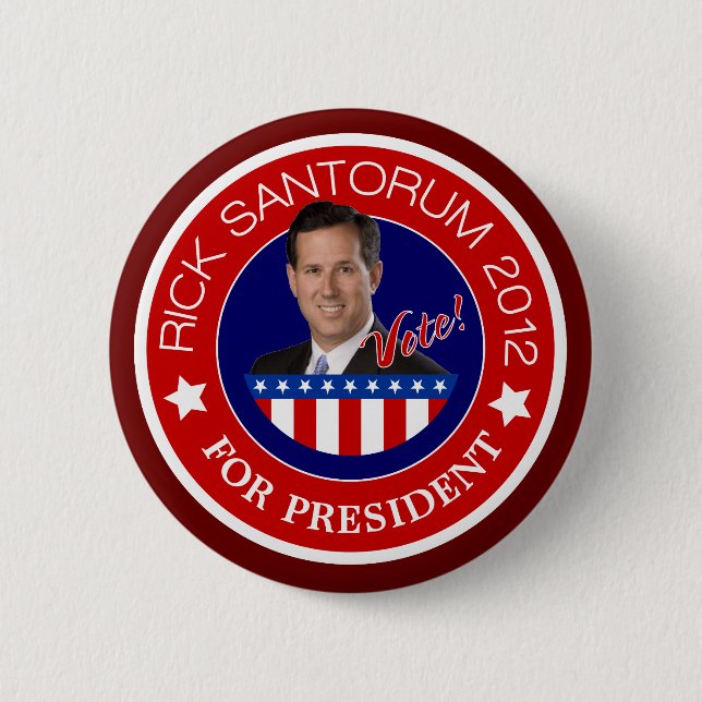 Rick Santorum 2012 6 Cm Round Badge (Front)