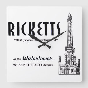 Ricketts Restaurant, Chicago, Illinois Square Wall Clock