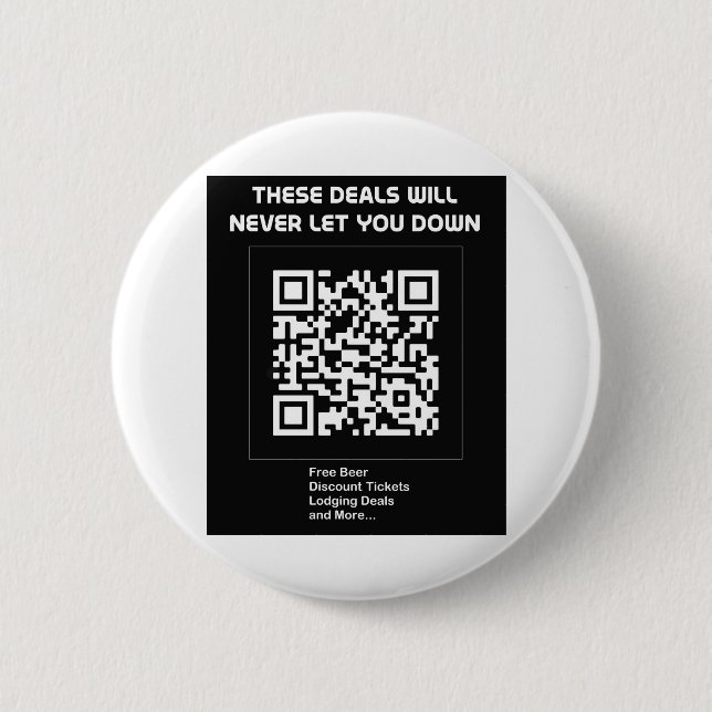 Rickroll QR code 6 Cm Round Badge (Front)