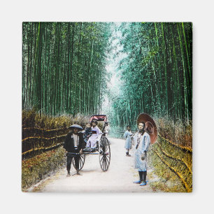 Rickshaw on the Road to Kyoto Japan Vintage Magnet