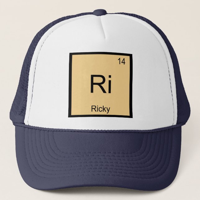 Ricky Name Chemistry Element Periodic Table Trucker Hat (Front)