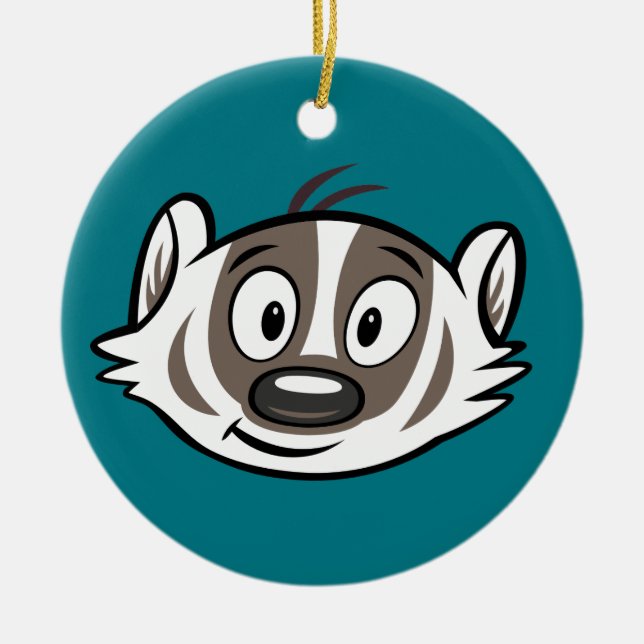 Ricky Racoon | Boomer Badger Face Ceramic Ornament (Front)