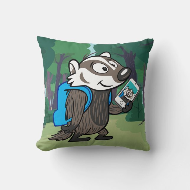 Ricky Racoon | Boomer Badger Selfie Cushion (Front)
