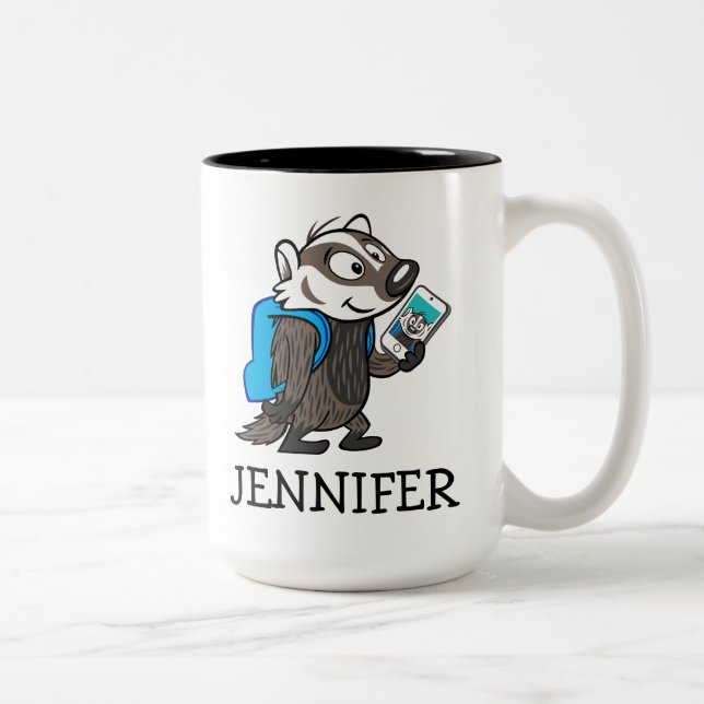 Ricky Racoon | Boomer Badger Selfie Two-Tone Coffee Mug (Right)